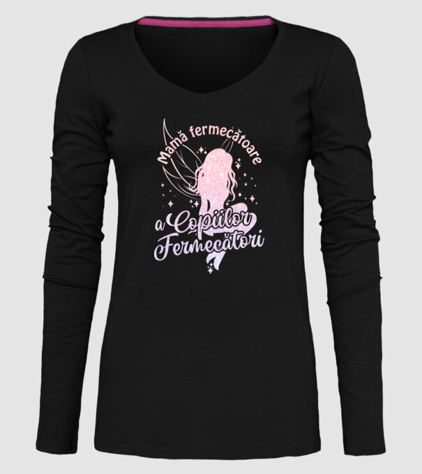 Mamă fermecătoare a copiilor fermecători model negru pe tricou