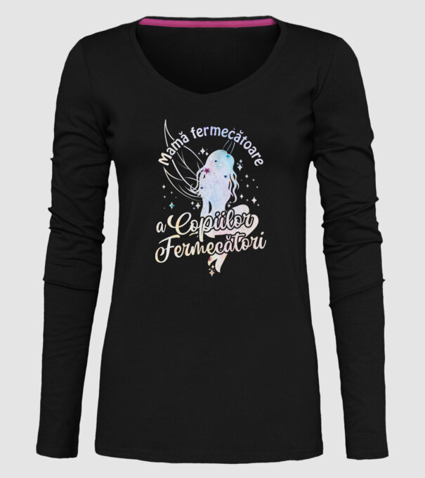 Mamă fermecătoare a copiilor fermecători model negru pe tricou