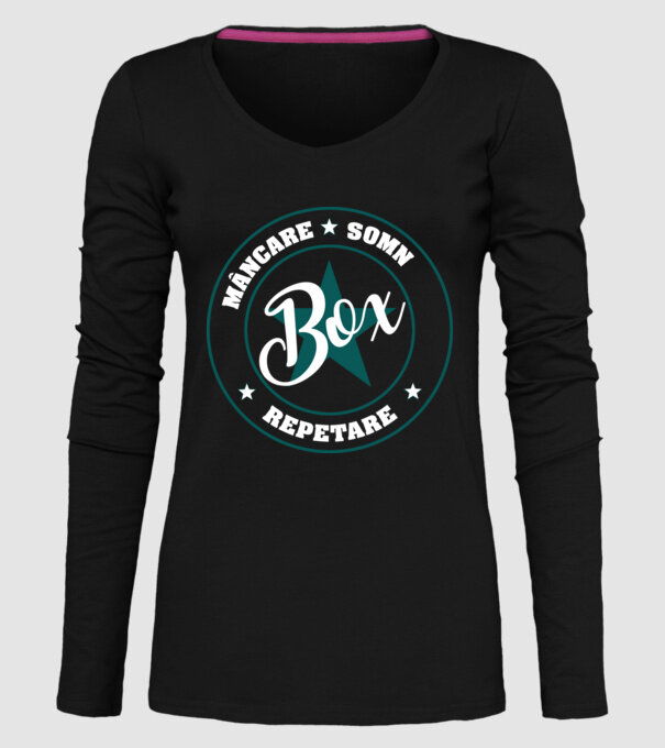 mâncare somn box reluare model negru pe tricou