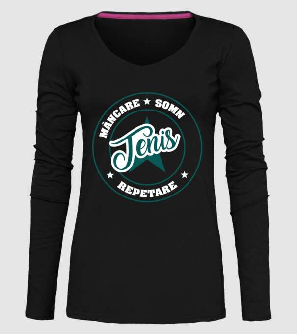 mâncare somn repetare TENIS model negru pe tricou