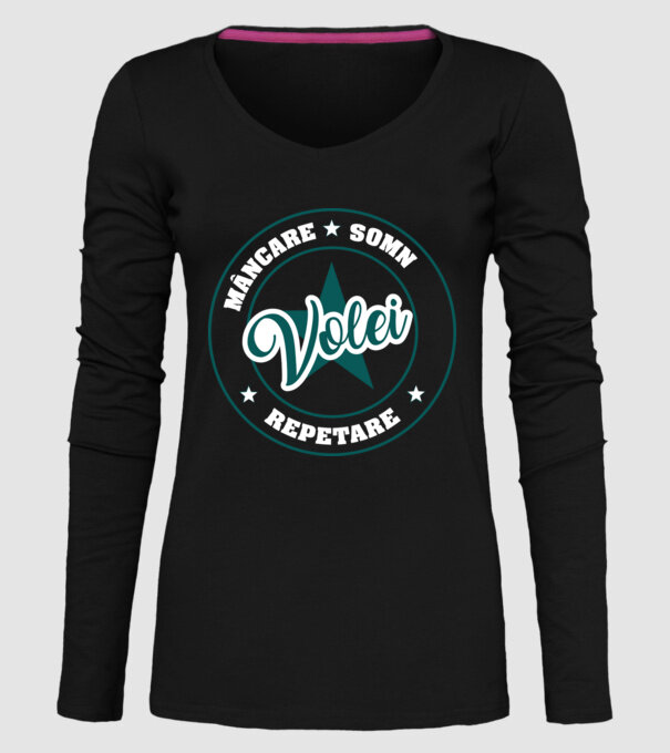 mâncare somn repetare VOLEI model negru pe tricou