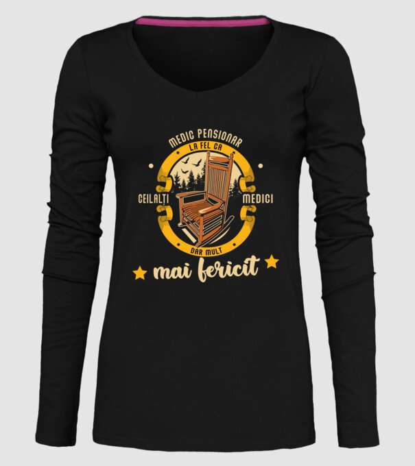MEDIC pensionar - la fel ca ceilalți medici, dar mult mai fericit model negru pe tricou