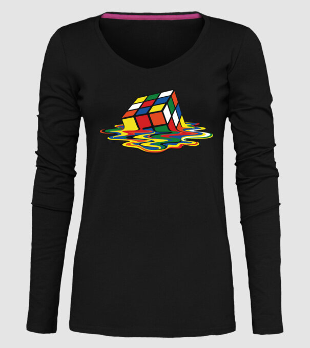 Melting Rubik model negru pe tricou