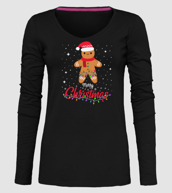 Merry christmas cookie model negru pe tricou