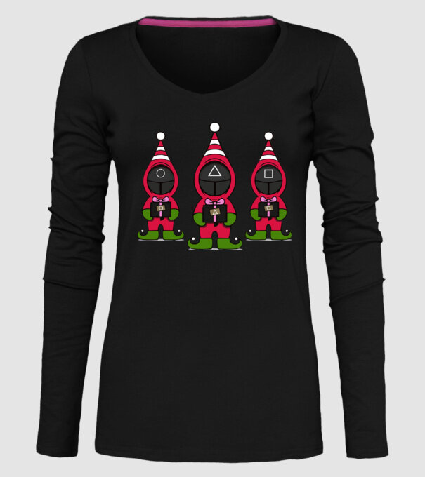 merry squid game model negru pe tricou