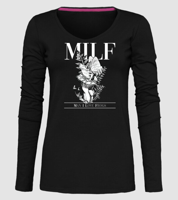 MILF man i love frogs model negru pe tricou