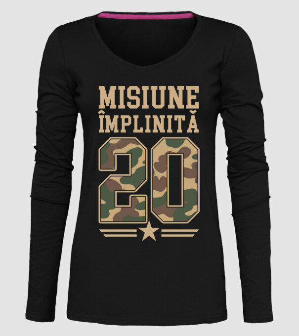 Misiune împlinită 20 model negru pe tricou