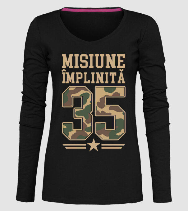 Misiune împlinită 35 model negru pe tricou