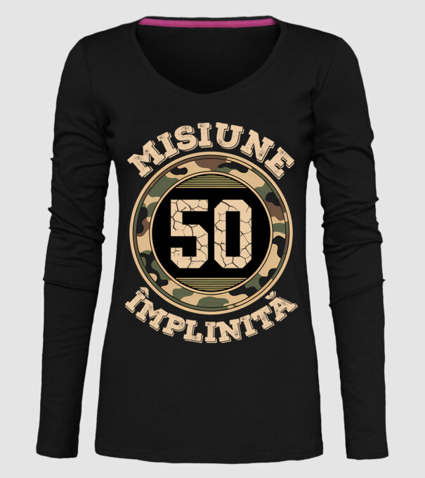 Misiune împlinită 50 model negru pe tricou