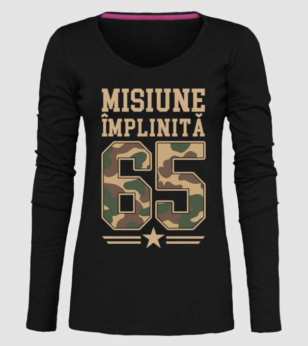 Misiune împlinită 65 model negru pe tricou