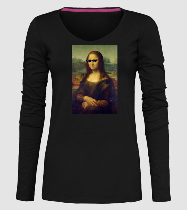 Mona Lisa Deal with it model negru pe tricou