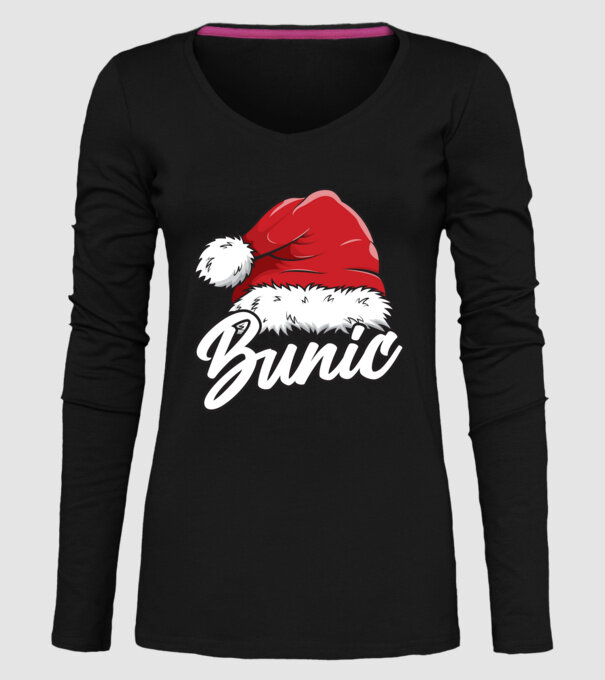 bunic Santa Hat model negru pe tricou