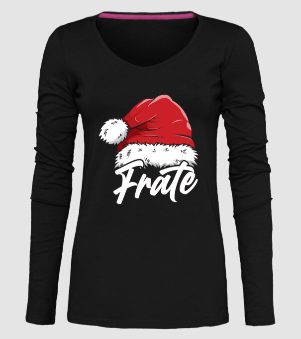 frate Santa Hat model negru pe tricou