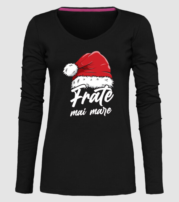 frate mai mare Santa Hat model negru pe tricou
