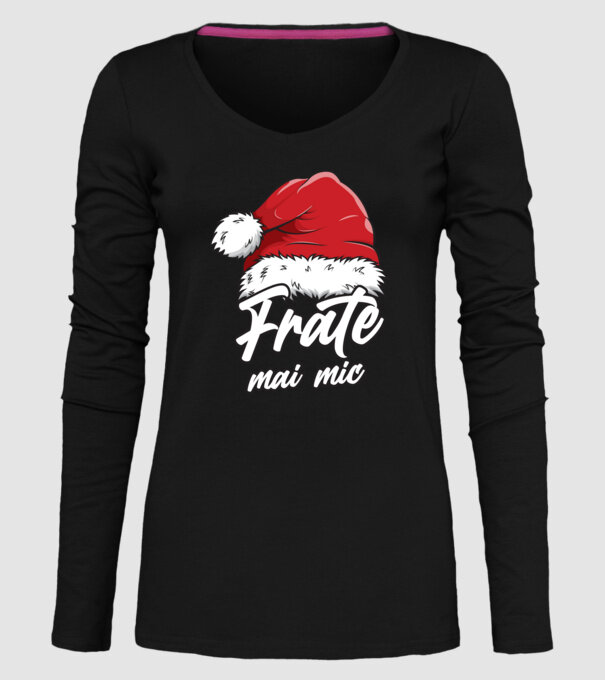 frate mai mic Santa Hat model negru pe tricou