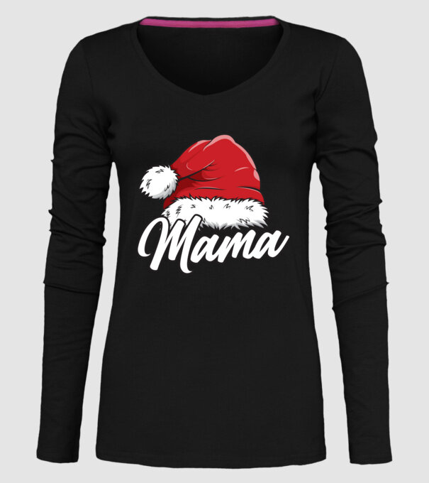 mama Santa Hat model negru pe tricou