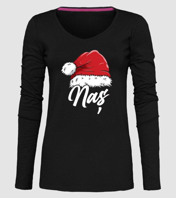 naș Santa Hat model negru pe tricou