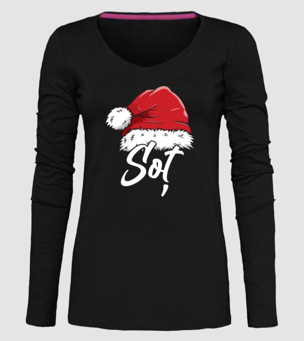 soț Santa Hat model negru pe tricou