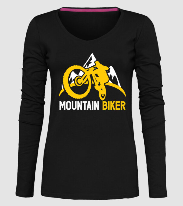 mountain biker model negru pe tricou
