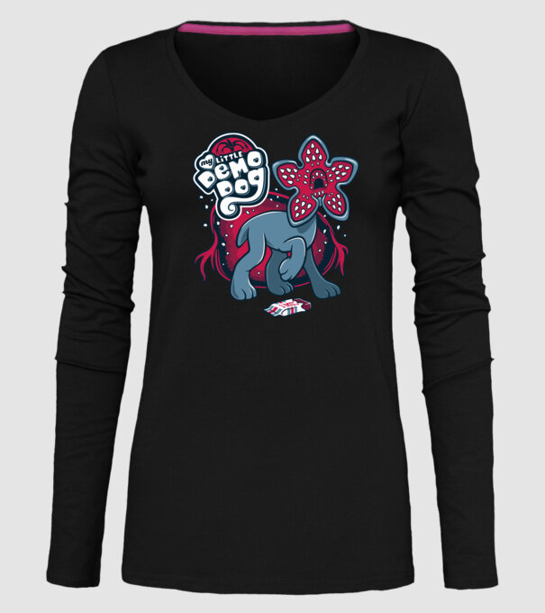 my little demodog model negru pe tricou
