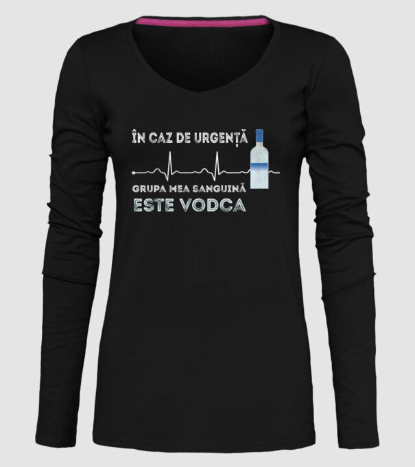 În caz de urgență, grupa mea sanguină este vodca model negru pe tricou