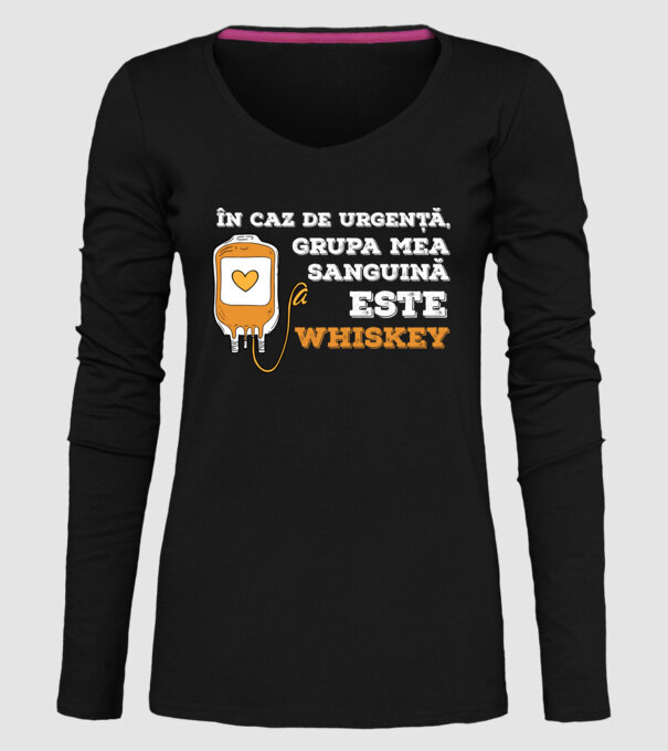 În caz de urgență, grupa mea sanguină este Whiskey model negru pe tricou
