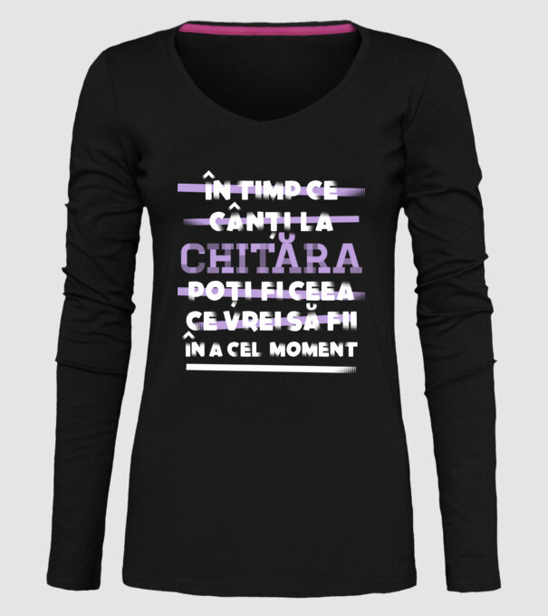 în timp ce cânți la chitară poți fi ceea ce vrei să fii - în acel moment model negru pe tricou