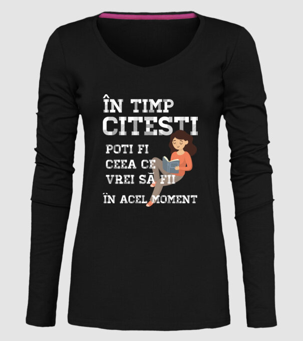 în timp ce citești poți fi ceea ce vrei să fii - în acel moment model negru pe tricou