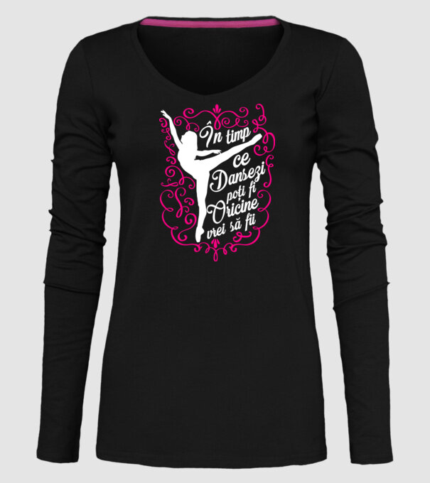 n timp ce dansezi poți fi oricine vrei să fii D1382411 model negru pe tricou