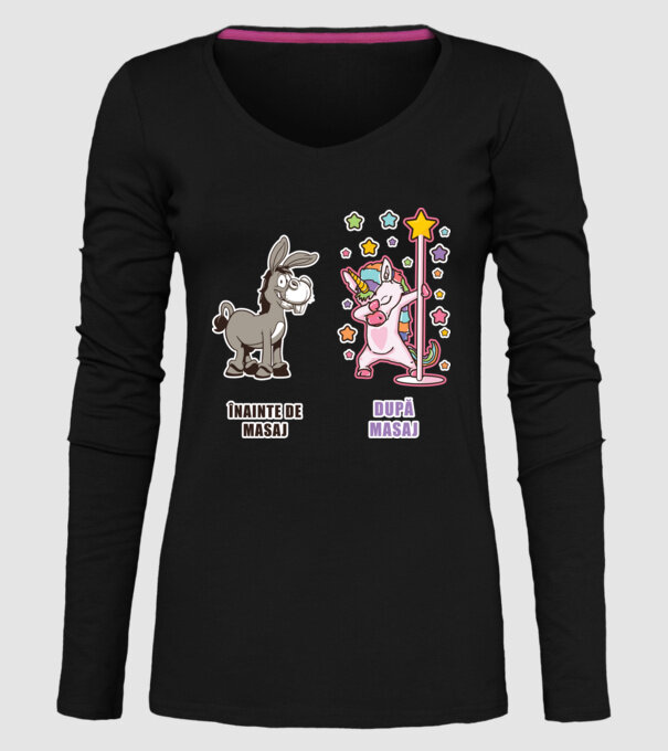 Înainte de masaj - După masaj model negru pe tricou