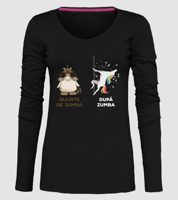 Înainte de Zumba, după Zumba model negru pe tricou