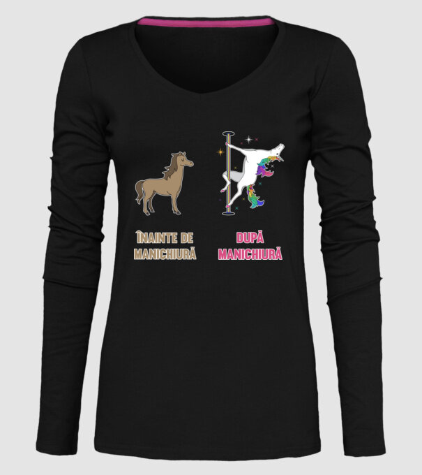 Înainte de manichiură - după manichiură model negru pe tricou