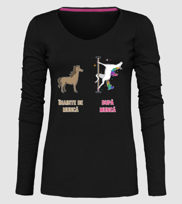Înainte de muncă - după muncă model negru pe tricou