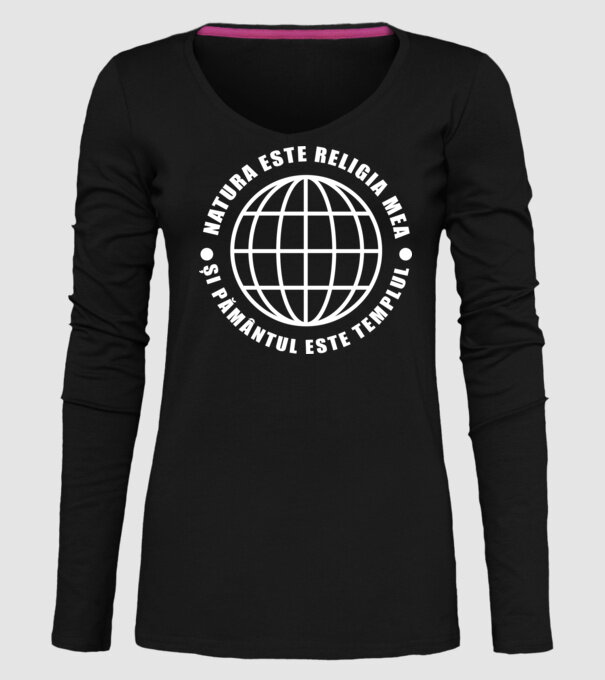 Natura este religia mea model negru pe tricou