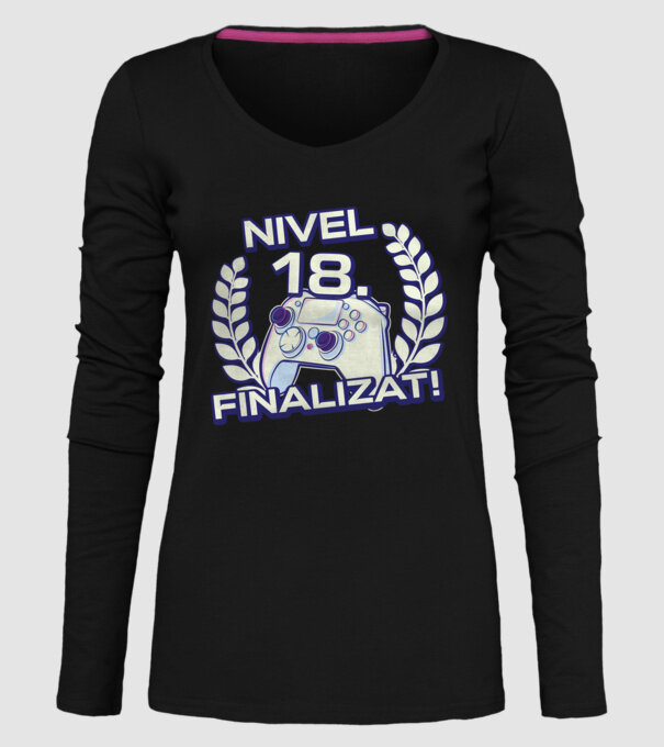Nivel 18 finalizat! model negru pe tricou