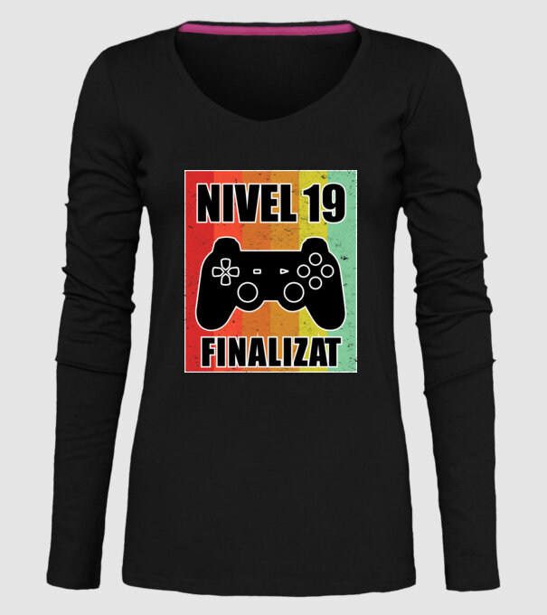 Nivel 19 finalizat model negru pe tricou