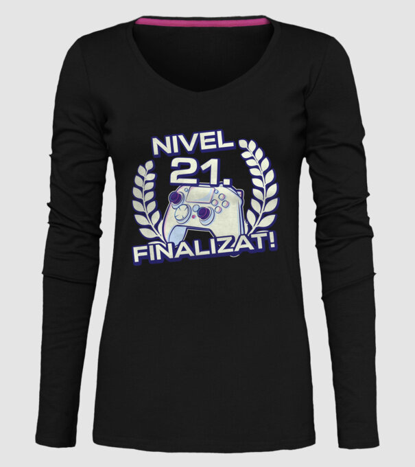 Nivel 21 finalizat! model negru pe tricou