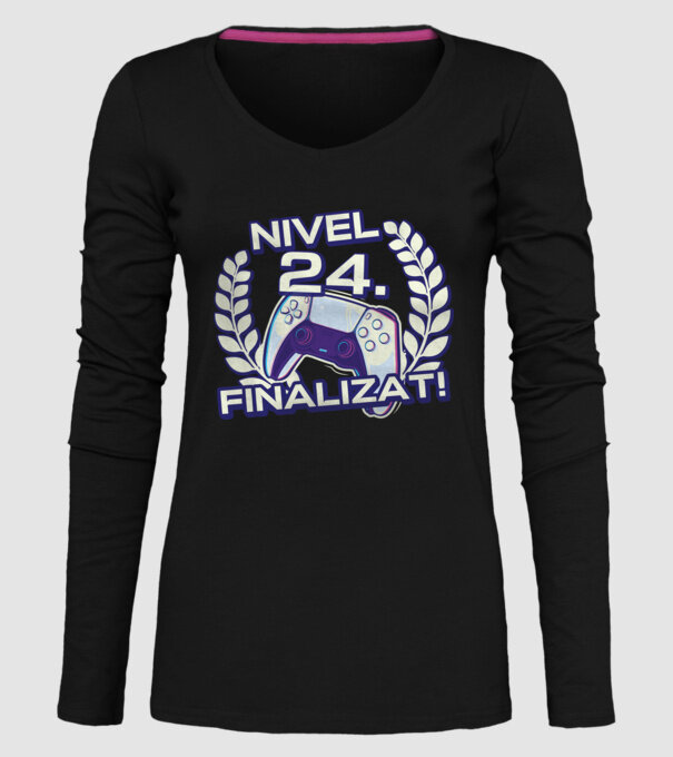 Nivel 24 finalizat! model negru pe tricou