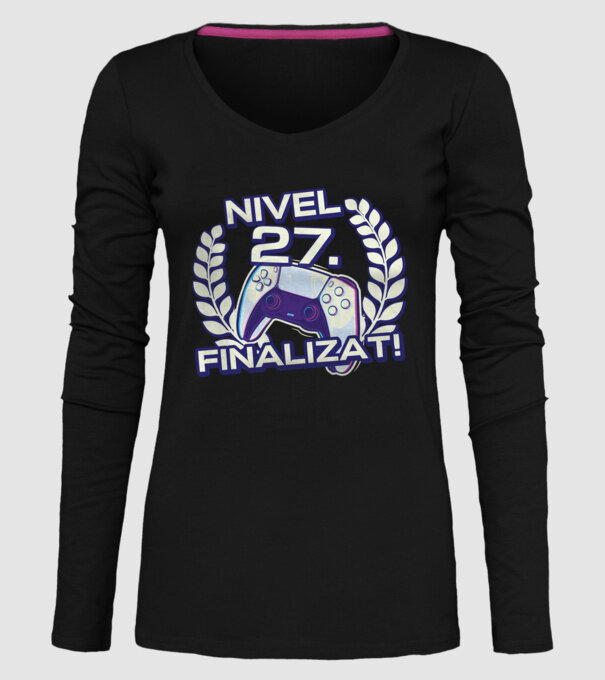 Nivel 27 finalizat! model negru pe tricou