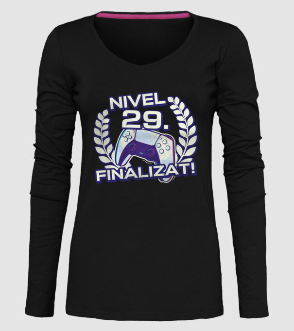 Nivel 29 finalizat! model negru pe tricou