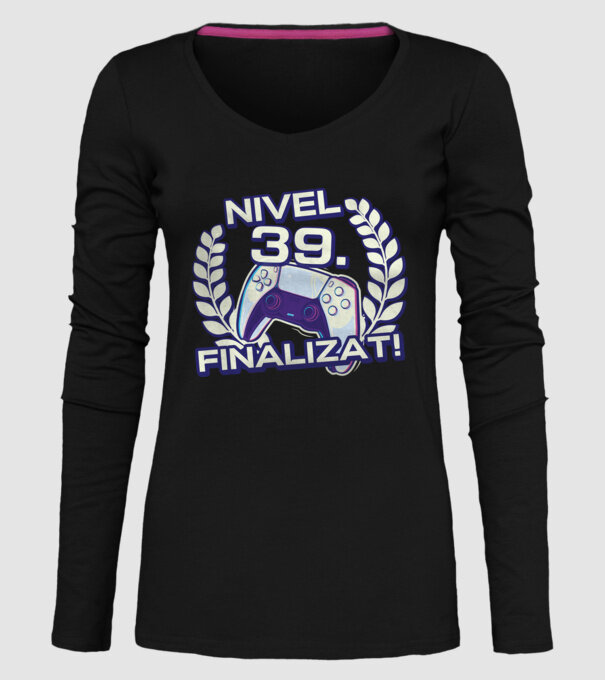 Nivel 39 finalizat! model negru pe tricou