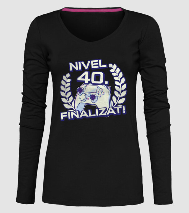 Nivel 40 finalizat! model negru pe tricou