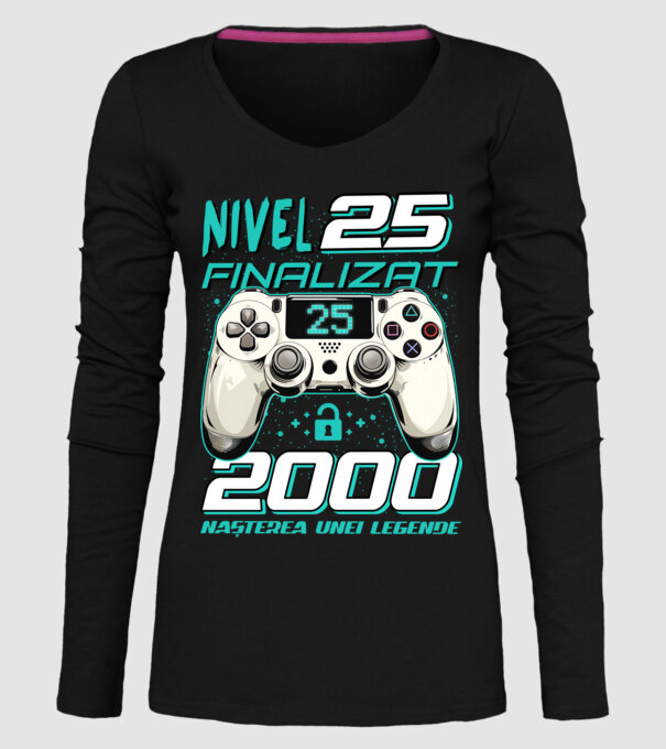 Nivel finalizat 25 2000 model negru pe tricou