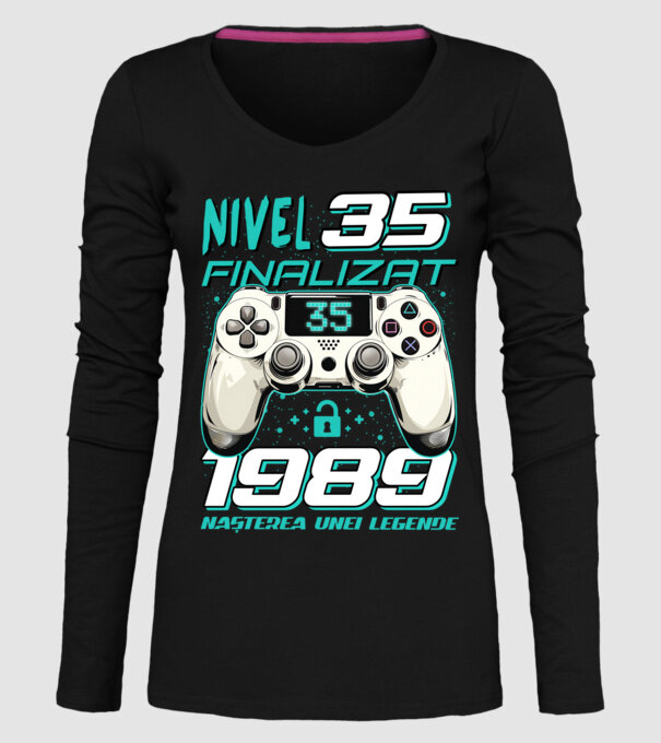 Nivel finalizat 35 1990 model negru pe tricou