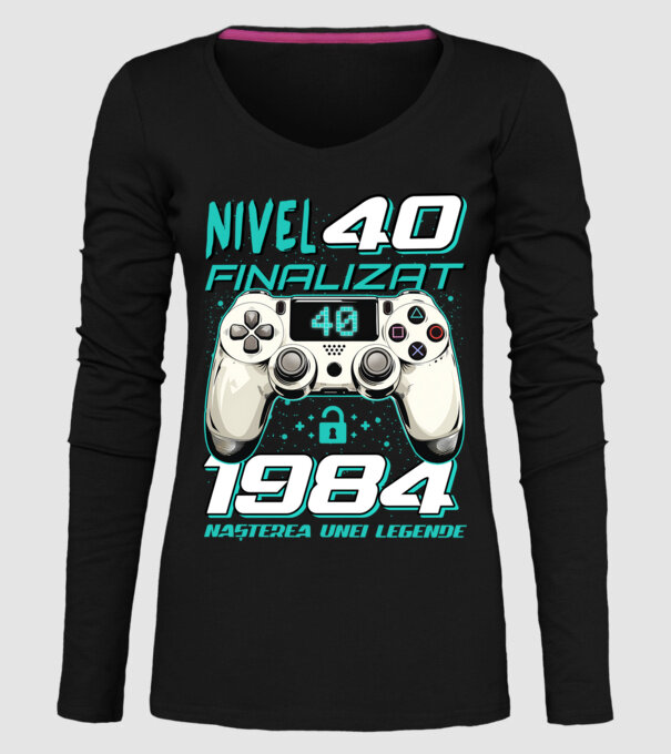 Nivel finalizat 40 1985 model negru pe tricou
