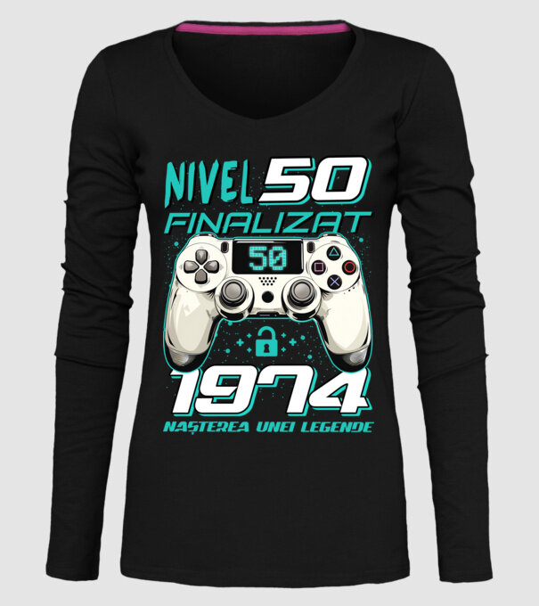 Nivel finalizat 50 1975 model negru pe tricou