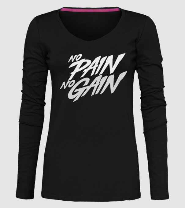 No Pain No Gain typography model negru pe tricou