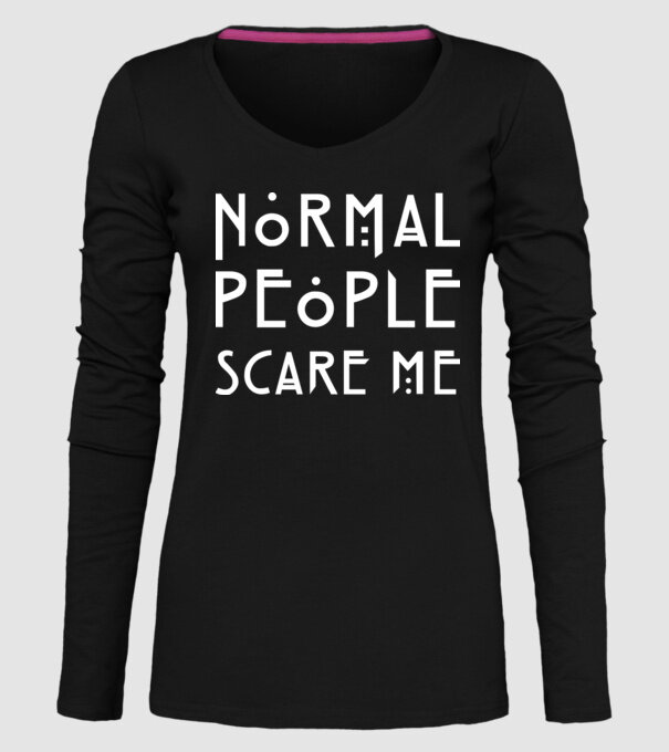 Normal people scare me model negru pe tricou