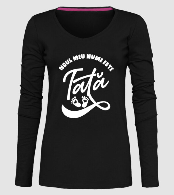 Noul meu nume este Tată model negru pe tricou
