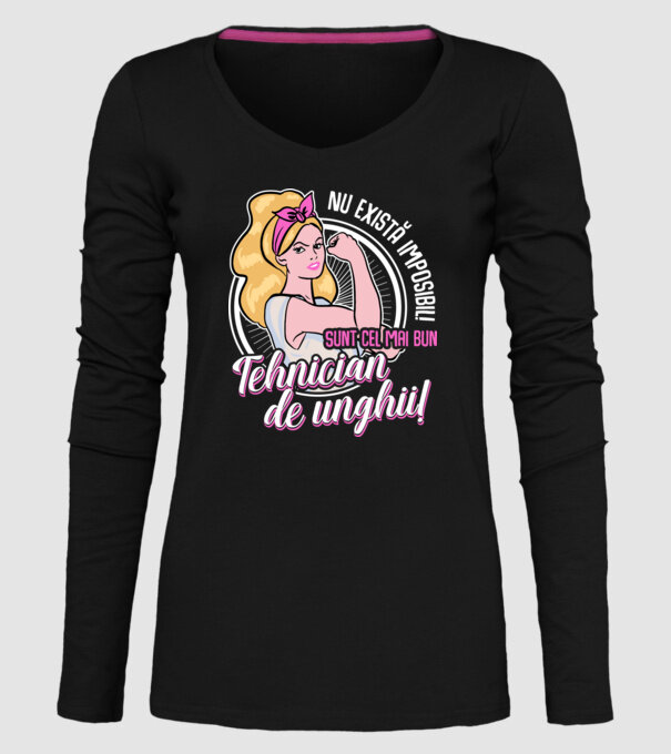 Nu există imposibil! Sunt cel mai bun tehnician de unghii! model negru pe tricou